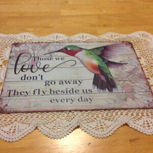 Hummingbird with comforting message, home wall art